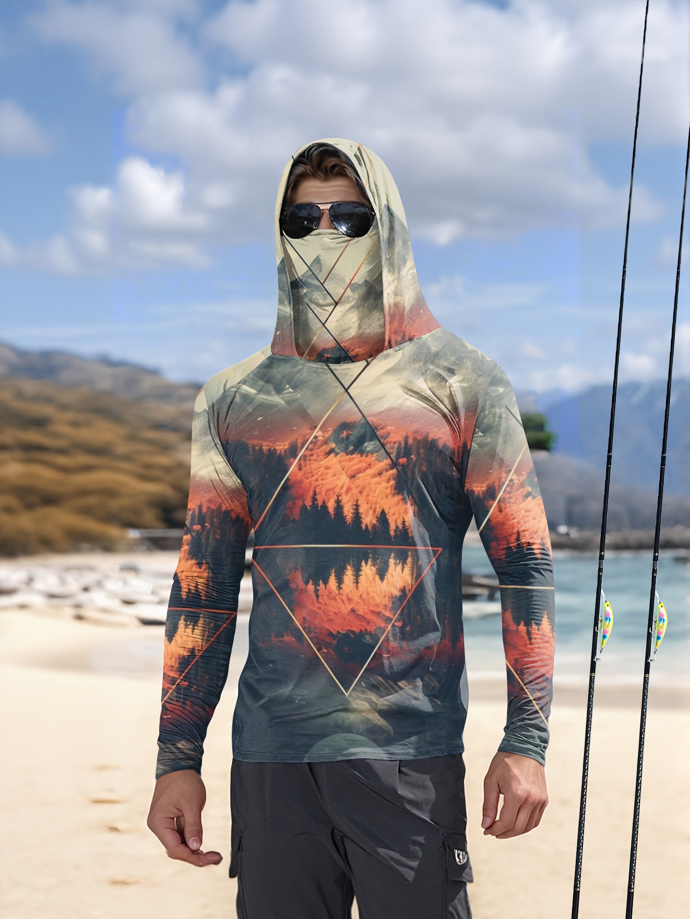 Fishing Mask Sun Protection - Hoodie Pancing Pria untuk Aktivitas Luar