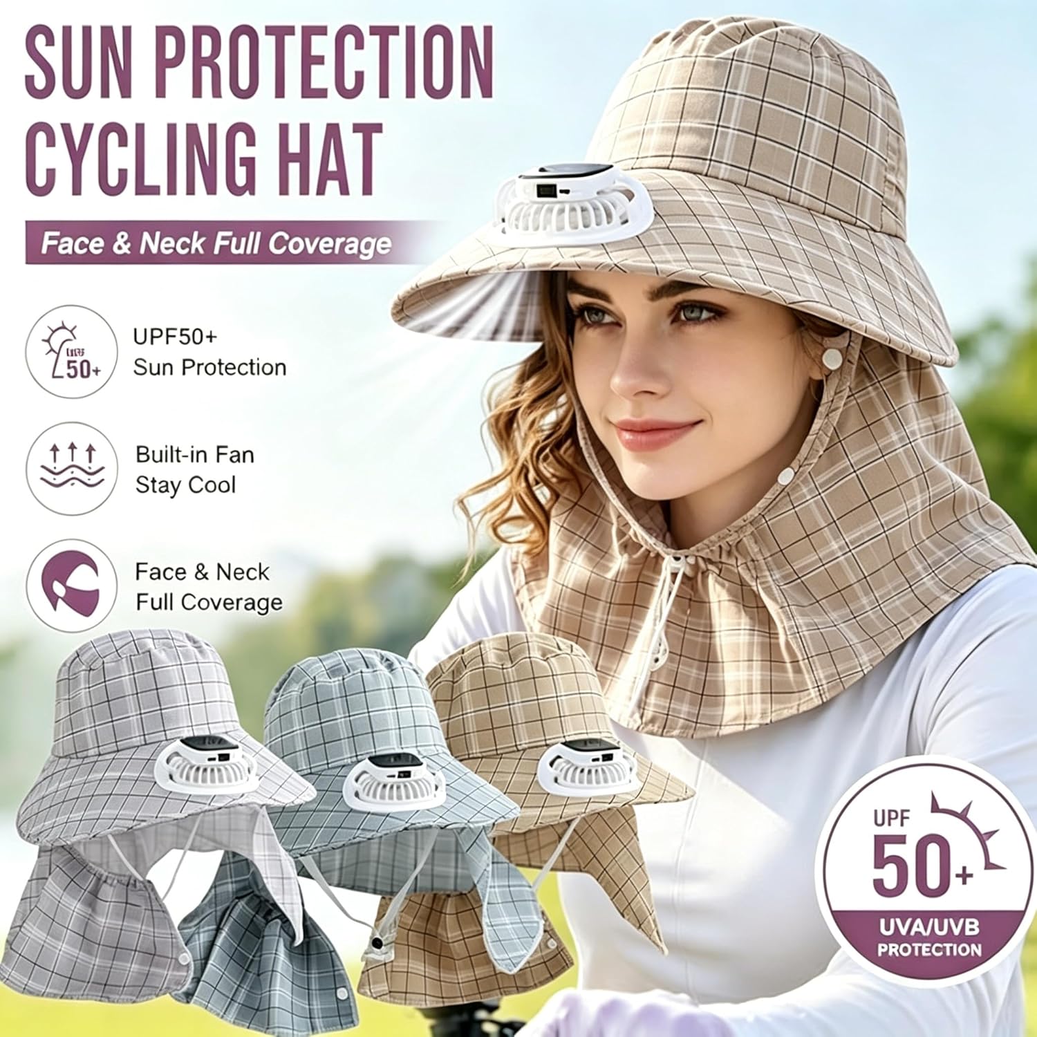 Fishing Hat - 1PC Topi Kipas Pelindung Leher Tenaga