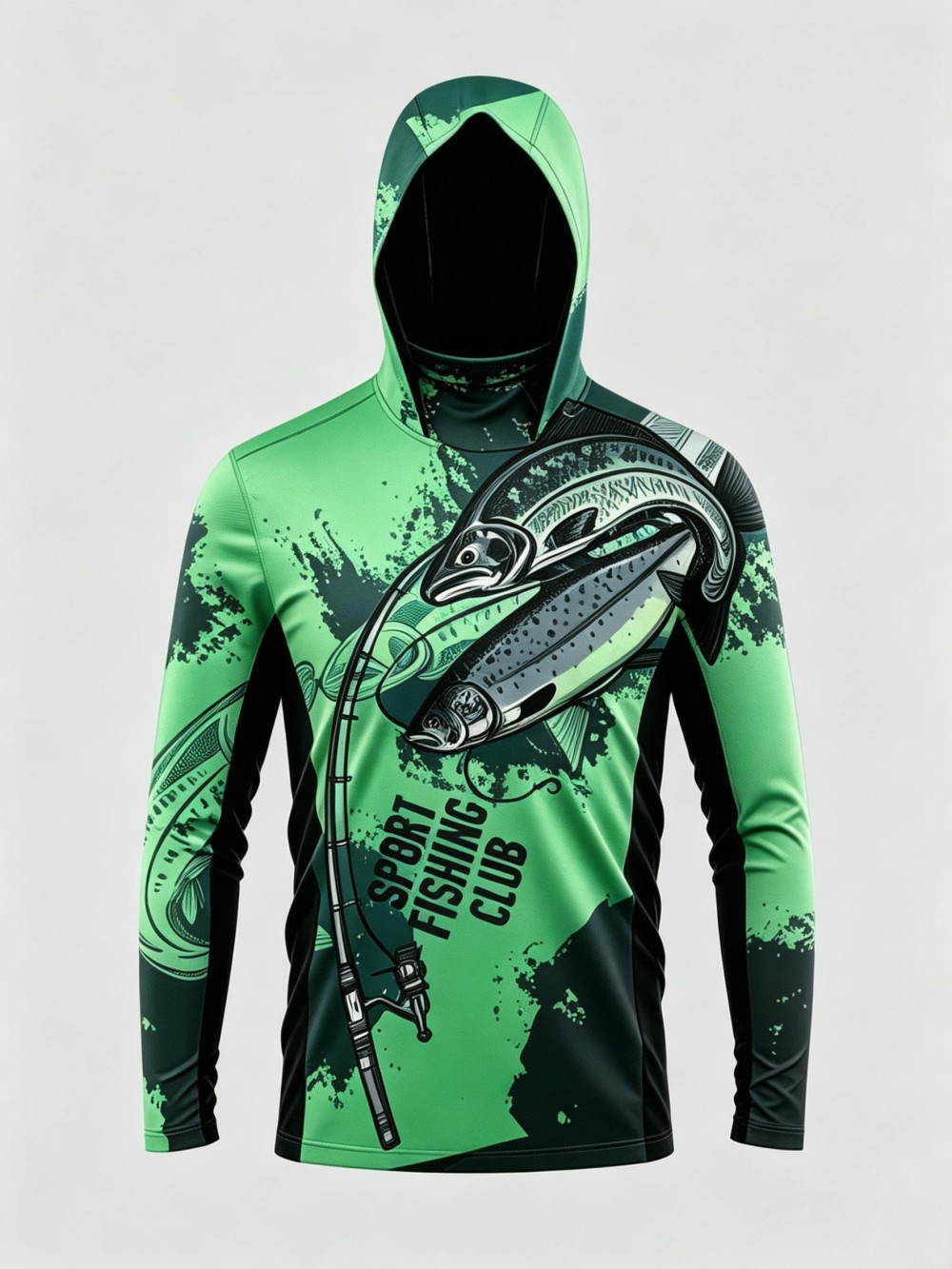 Hoodie Pancing Pria Lengan Pan - Fishing Mask Sun Protection ulasan dan harga